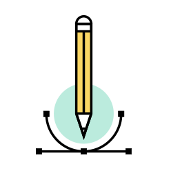 Icon of pencil and compass drawing circle indicative of product design specification